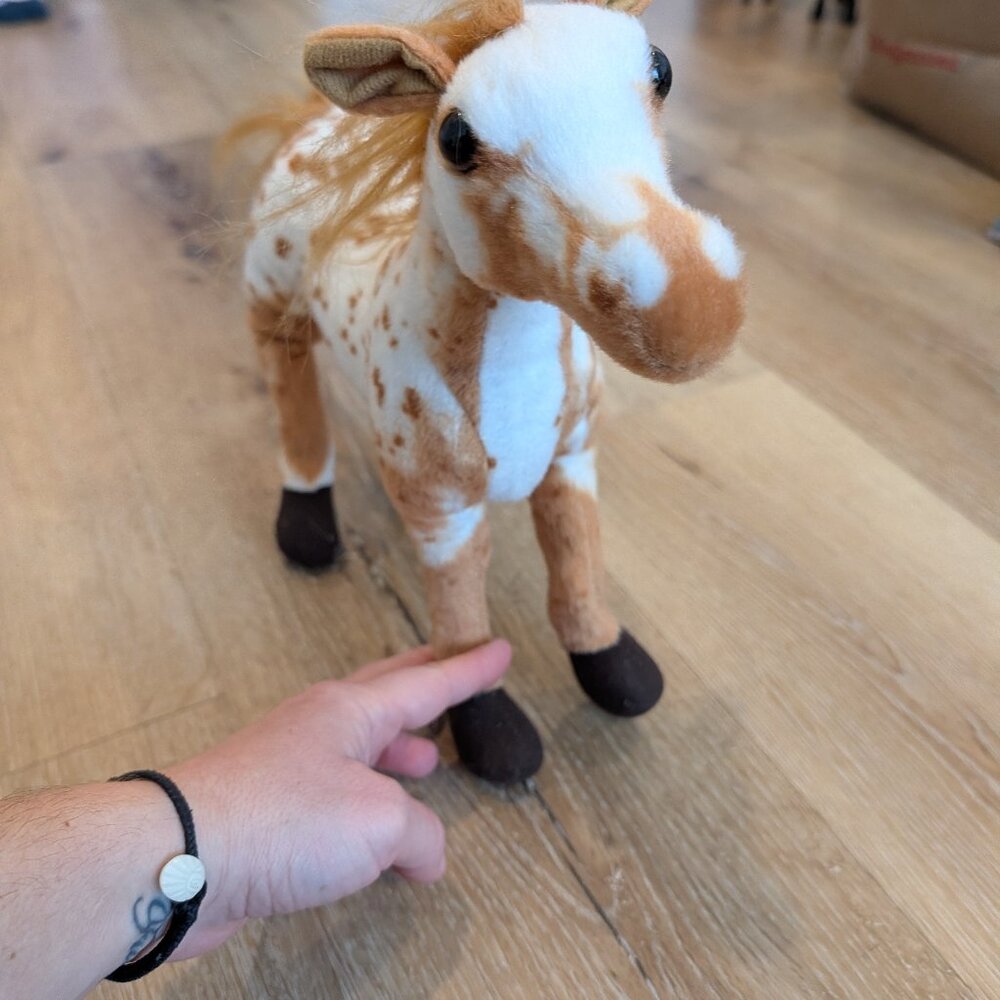 Brown & White Horse Stuffed Animal - Bendable Legs